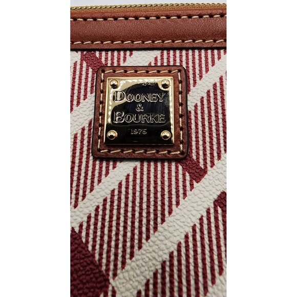 Rare New Dooney & Bourke Cranberry Red Ivory Plaid Wristlet Handbag Gold… - Picture 4 of 10